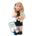 Female Pharmacist Handmade Polymer Clay Personalized Ornament - Limited Edition - BLONDE