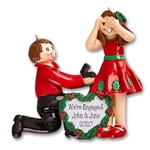 Proposal / Engagement Couple Personalized Christmas Ornament- Engaged - RESIN