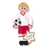 Giggle Gang Boy Soccer Player Handmade Polymer Clay Ornament(Blonde #2) - Limit Edition
