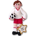 Giggle Gang Boy Soccer Player Handmade Polymer Clay Ornament(Brunette) - Limit Edition