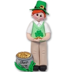 St. Patty's Day Irish Boy Handmade Polymer Clay Personalized Ornament-in Gift Box
