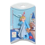 BLONDE Little Boy Toddler w/Blanket in Blue Pajamas - Personalized Ornament in Custom Gift Box