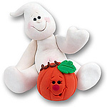 Belly Boo Ghost w/Pumpkin<br>Halloween Ornament