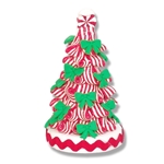 Peppermint Christmas Tree Ornament with Green Bows