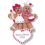 Gingerbread Couple w/Candy Cane Heart - Handmade