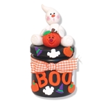 Halloween Ghost on Black Candy Jar