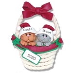 2 Kitty Cats in Basket Personalized Pet Ornament - Limited Edition