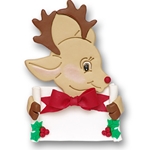 Rudolph Reindeer w/Banner Handmade Personalized Ornament