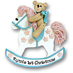 Rocking Horse w/Bear<br>Personalized Ornament