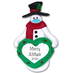 Covid-19 Snowman w/Heart & Face Mask Pandemic Coronavirus Personalized Christmas Ornament - ON SALE!