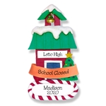 Covid-19 "School Closed" School House Personalized Ornament Teacher's Gift