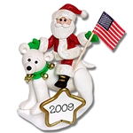 Santa on Polar Bear<br>Personalized Ornament