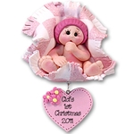 Baby in Pink Blanket<br>Personalized<br>Baby Ornament