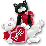 Valentine Kitty Couple Handmade Cat Figurine