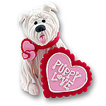 Valentine Puppy Love Handmade Dog Figurine