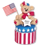 Personalized Patriotic Bear Polymer Clay Container