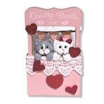 Two Kitty Cats in Kissing Booth / Handmade Polymer Clay Valentine Decor