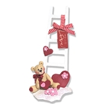 Tan Bear with Wooden Ladder Handmade Polymer Clay Figurine