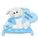 Little Lamb for Baby BOY- Personalized Christmas Ornament  - RESIN