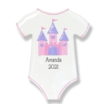 Onesie with Princess Castle for Girl Baby's 1st Christmas Ornament  - RESIN