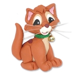 Orange Tabby KITTY CAT HANDMADE Polymer Clay Christmas Ornament