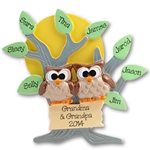 Owl Family of 10<br>Family Grandparents Ornament