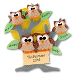 Owl Family of 5<br>Personalized Family Ornament