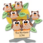 Owl Family of 6<br>Personalized Family Ornament of 6