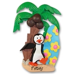 Petey Penguin with Surfboard Personalized Ornament - RESIN