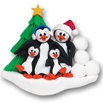 Petey & Polly Penguin Family Ornament of 4