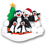 Petey & Polly Penguin  Family Ornament of 5