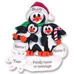 Petey & Polly Penguin Single Parent/Grandparent Ornament -2 Kids - Limited Edition