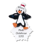 Petey Penguin on Snowflake Personalized Christmas Ornament  - RESIN