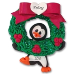 Christmas Petey Penguin w/Wreath Personalized Christmas Ornament Limited Edition