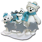 Polar Bear Family of 3 Personalized Christmas Ornament