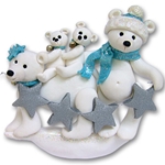 Polar Bear Family of 4 Personalized Christmas Ornament