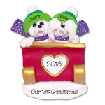 Polar Bear Couple in Sleigh Personalized Ornament - Limited Edition
