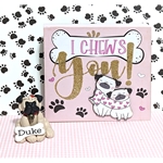 Valentine Pug / Dog / Puppy / with Plaque "I Chews You" - 2 Piece Set