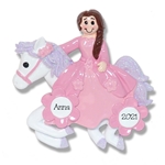Princess on White Horse Personalized Christmas Ornament - RESIN