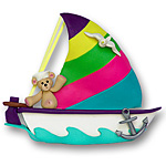 Sailboat w/1 Bear Handmade Polymer Clay Personalized Ornament