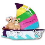 Sailboat w/2 Bears<br>Personalized Family Ornament<br>RESIN