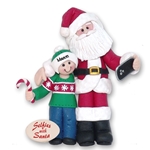 Selfies with Santa / Little Boy with Santa Personalized Christmas Ornament