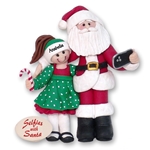 Selfies with Santa / Little Girl & Santa Personalized Christmas Ornament