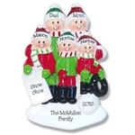 Family Ornament of 5 Fun in the Snow Personalized Christmas Ornament