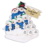 Snowman Family of 6<br>Personalized Family Ornament