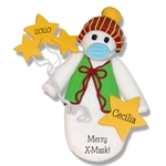 Covid-19 Snowman w/Stars & Face Mask Pandemic Coronavirus Personalized Ornament - ON SALE!