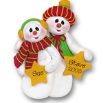 Snowman w/Stars Personalized Couples Ornament - Limited Edition