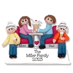 Family of 4 at Soda Shop Personalized Ornament