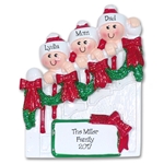 Family of 3 on Staircase Personalized Family Ornament