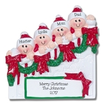 Family of 4 on Staircase Personalized Family Ornament